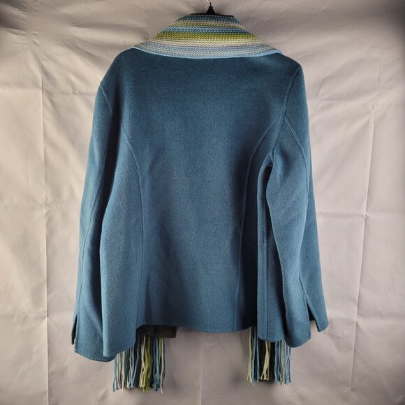 Vintage NEIMAN MARCUS Exclusive Blue Wool Blend Jacket & Scarf Combo Grannycore - Picture 3 of 3